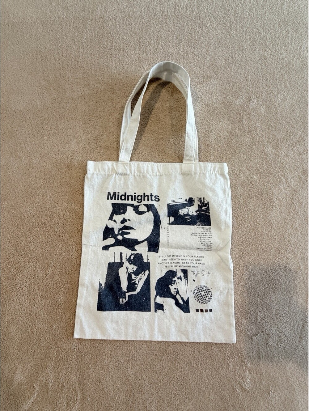 Taylor Swift Midnights Canvas Tote Bag Cream Graphic Album Era